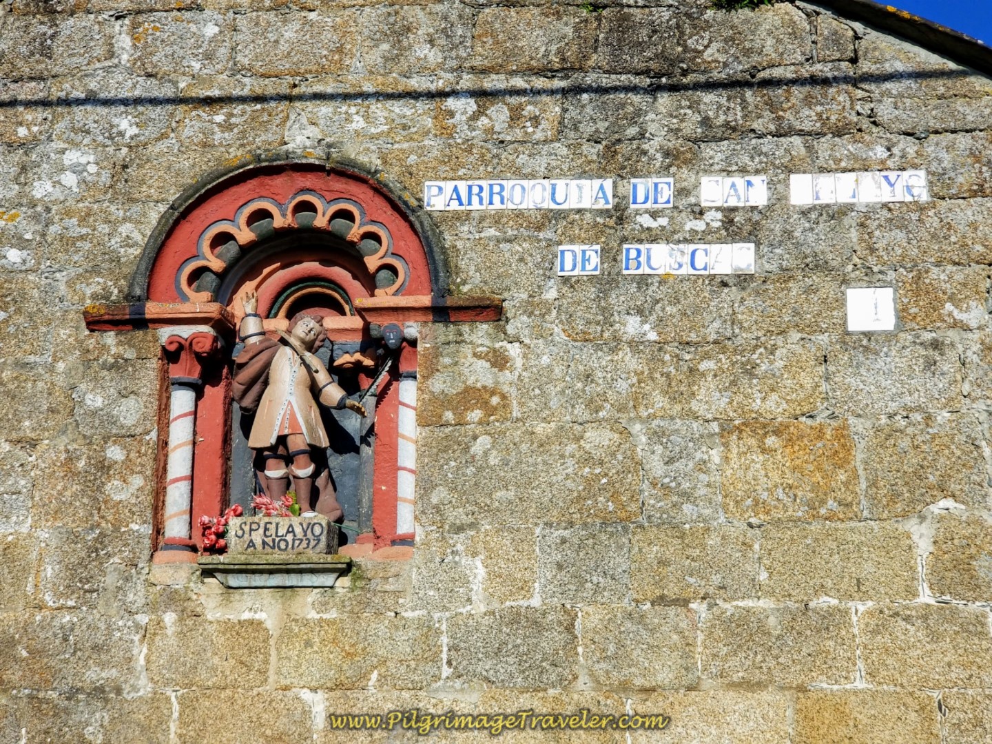 Igrexa de San Paio de Buscas, San Pelayo 1737 Inscription on day seven of the Camino Inglés