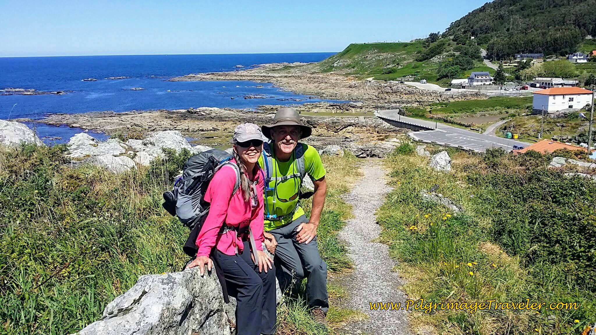 Elle and Rich at the Viewpoint on the  Travesía Cachiños on Day Nineteen of the Portuguese Way