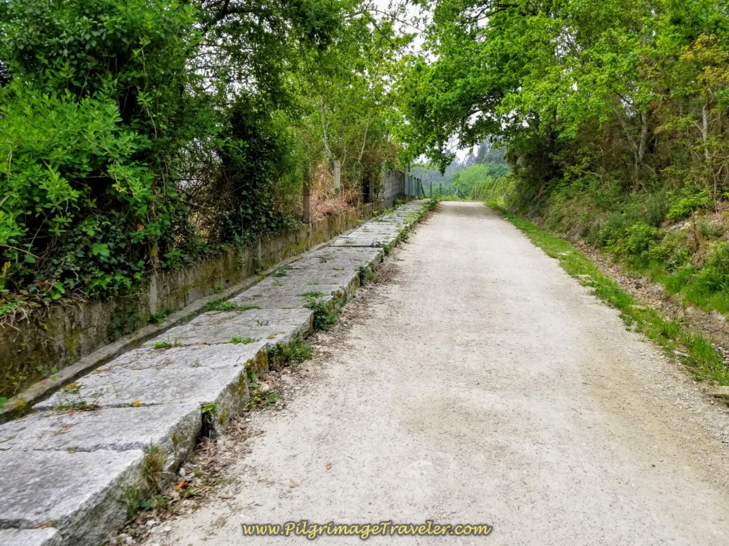 A Section of Road with Pavers to Walk Upon on day one of the Camino Finisterre