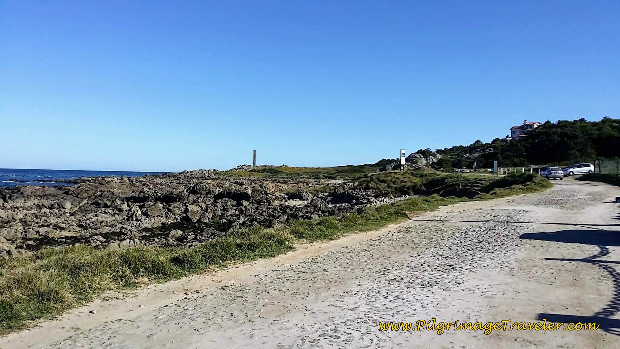 The Rua do Portinho Leads to Parking Lot on day eighteen of the Camino Portugués on the Senda Litoral