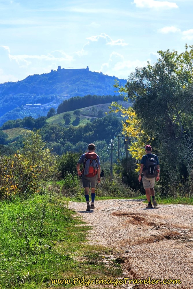 Rich and Nick on the Via Padre Pio Towards Assisi, day ten, Way of St. Francis, Valfabbrica to Assisi