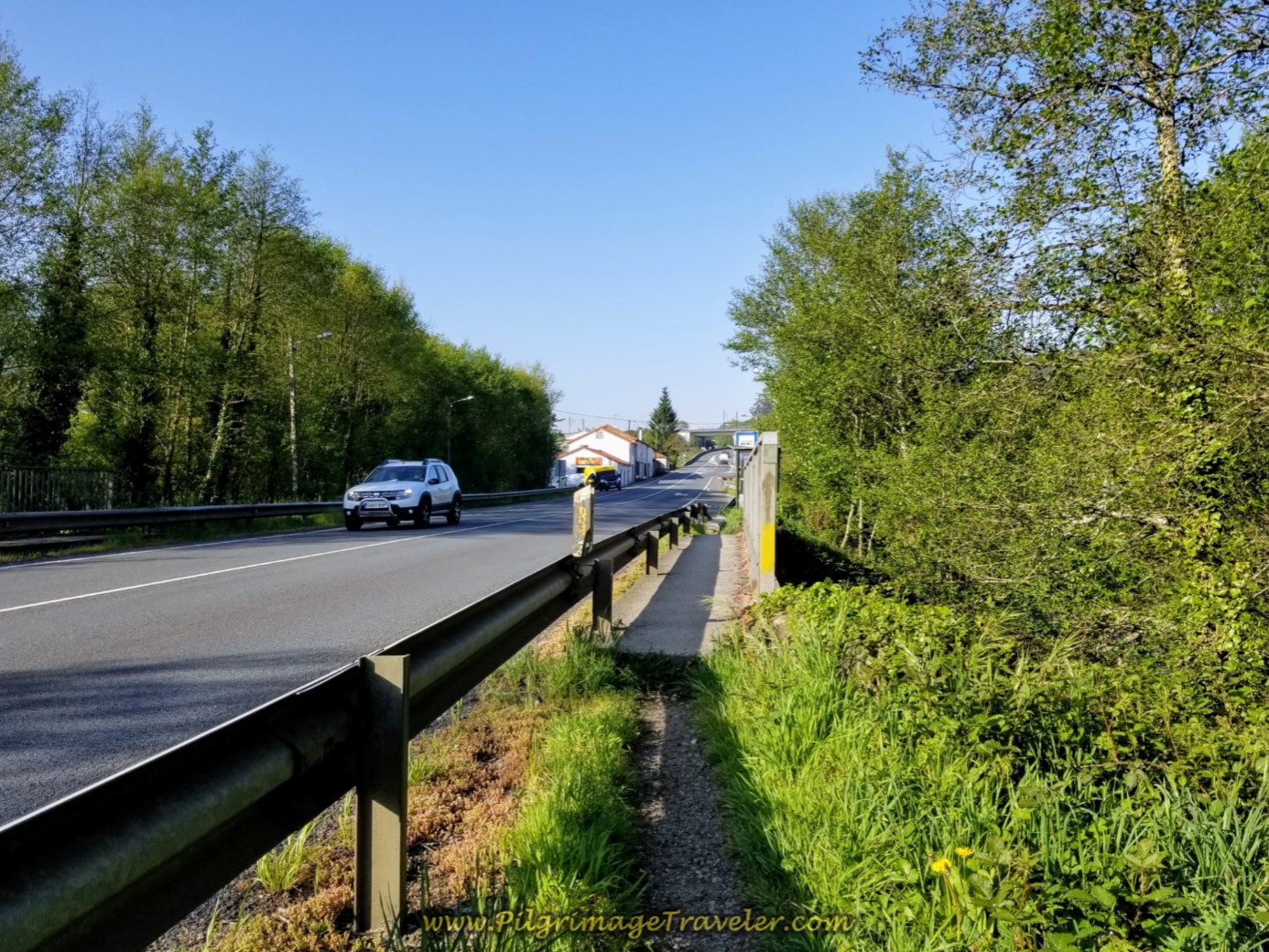 Crossing the Río Sionlla on the N-550 on day eight of the Camino Inglés Crossing the Río Sionlla on the N-550 on day eight of the Camino Inglés
