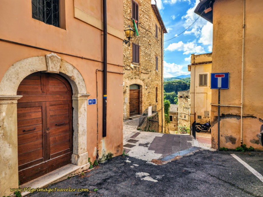 Way of St. Francis: Day Twenty, Poggio San Lorenzo to Ponticelli - Take Alleyway in the Piazza Melchiore Cartoni in Poggio Moiano