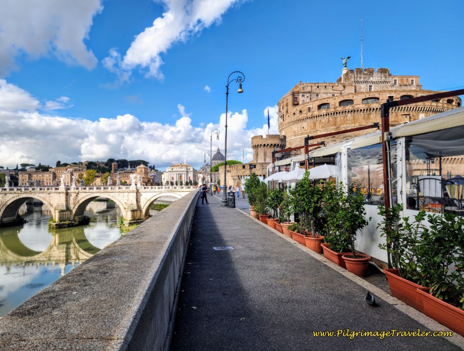 Way of St. Francis: Day Twenty-Three, Monte Sacro to Rome - Castel Sant'Angelo and St. Peter's Basilica Ahead