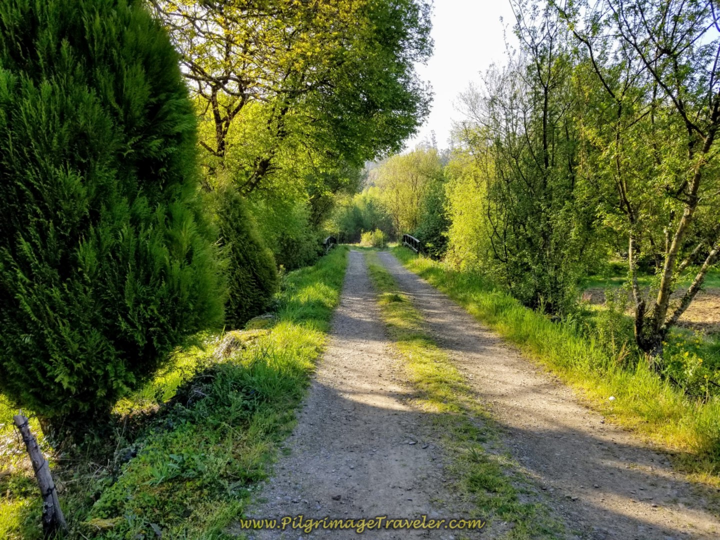 Country Lane Crosses River, Rego do Cabo on day seven of the Camino Inglés