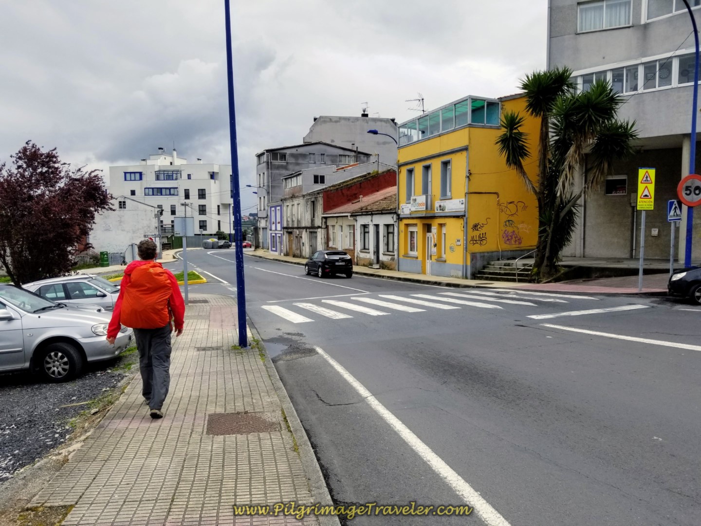 Turn Left on Quieter Side Road on day one of the La Coruña Arm of the Camino Inglés Turn Left on Quieter Side Road on day one of the La Coruña Arm of the Camino Inglés