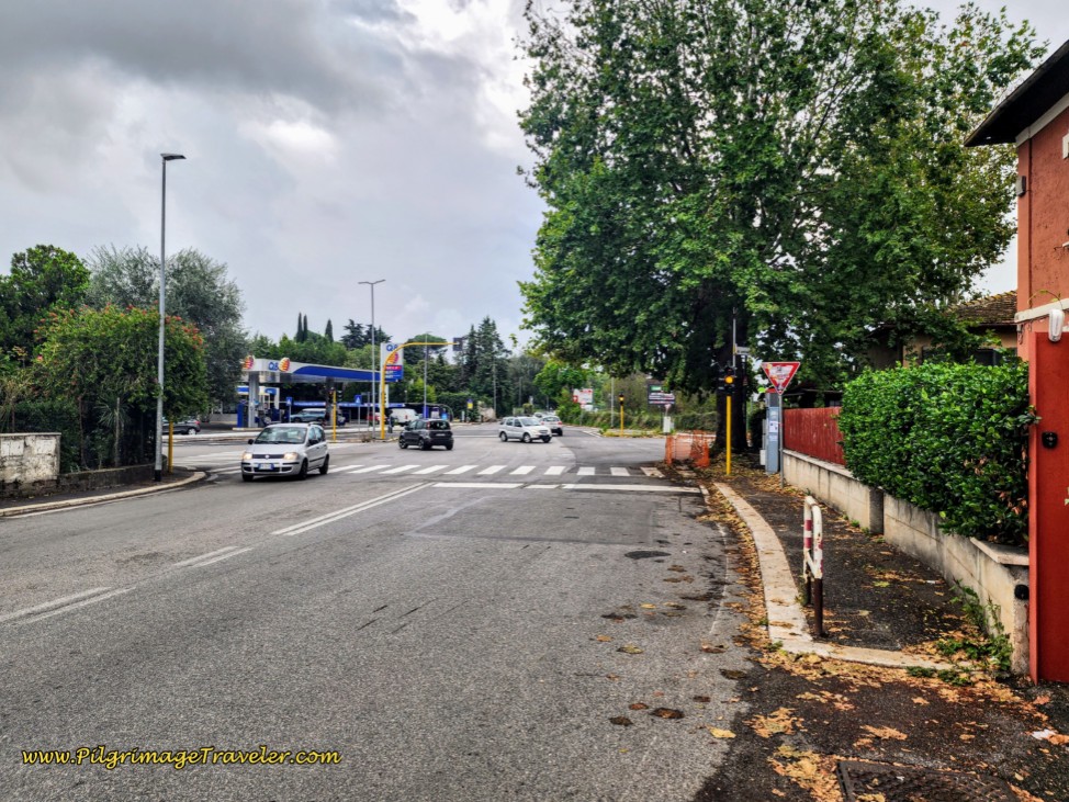 Way of St. Francis: Day Twenty-Two, Monterotondo to Monte Sacro - Come to Large Roundabout with the Via de Casal Boccone