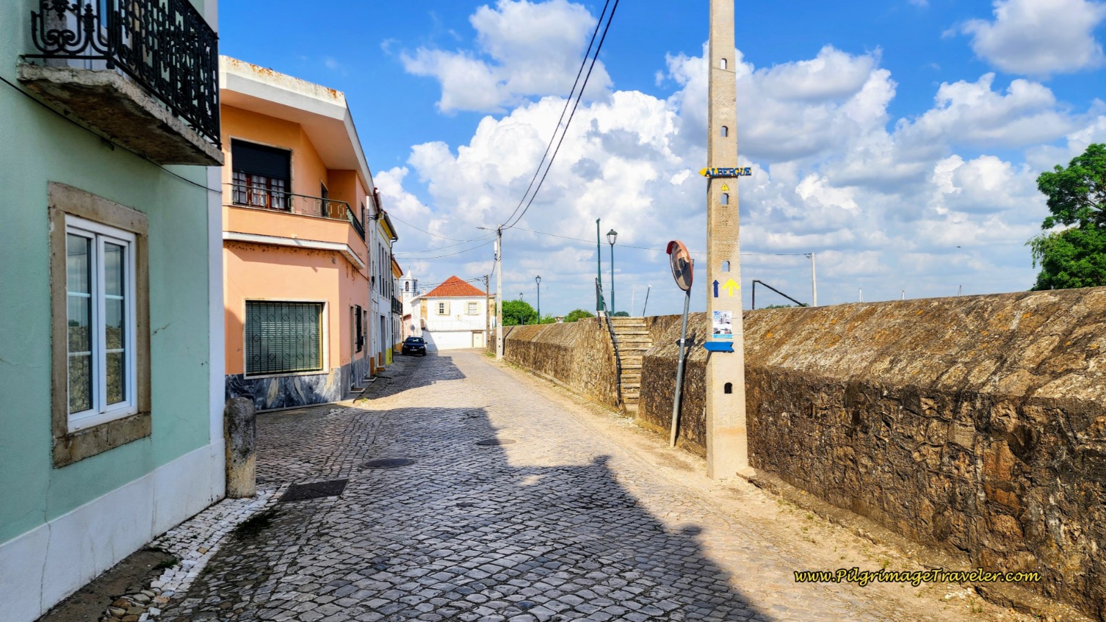 Valada Dike and Small Sign for the Albergue