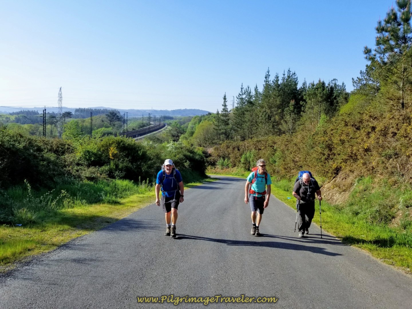 Rob, Rich and Steve on the Steep Climb on day eight of the Camino Inglés Rob, Rich and Steve on the Steep Climb on day eight of the Camino Inglés