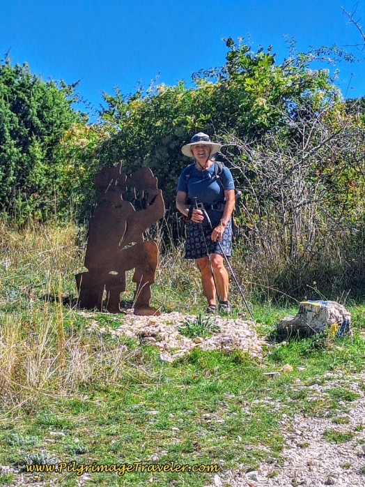 Way of St. Francis: Day Seventeen, Piediluco to Poggio Bustone - Pilgrim Sculpture at the Top of the Climb