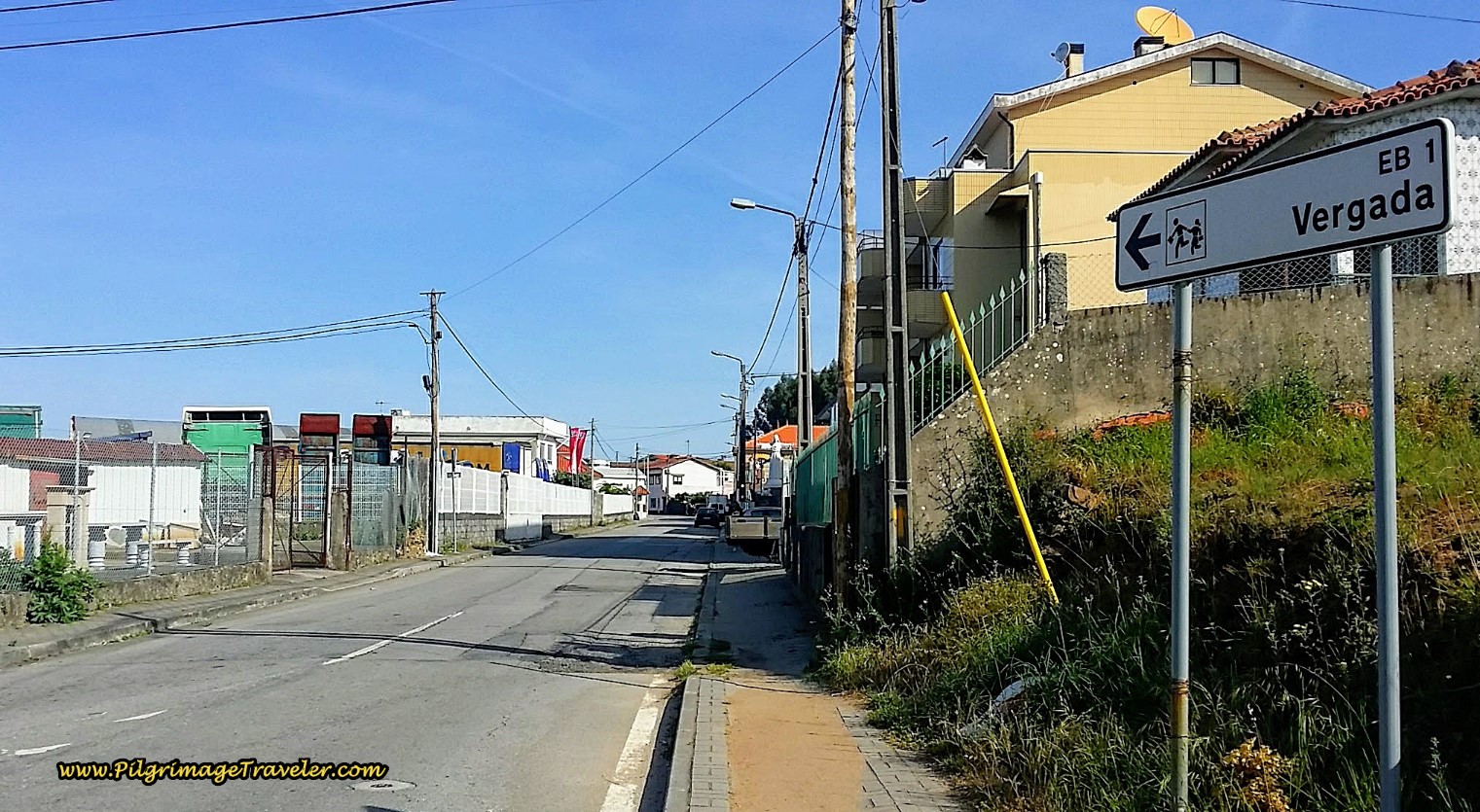 Signpost to Vergada on day fourteen of the Camino Portugués