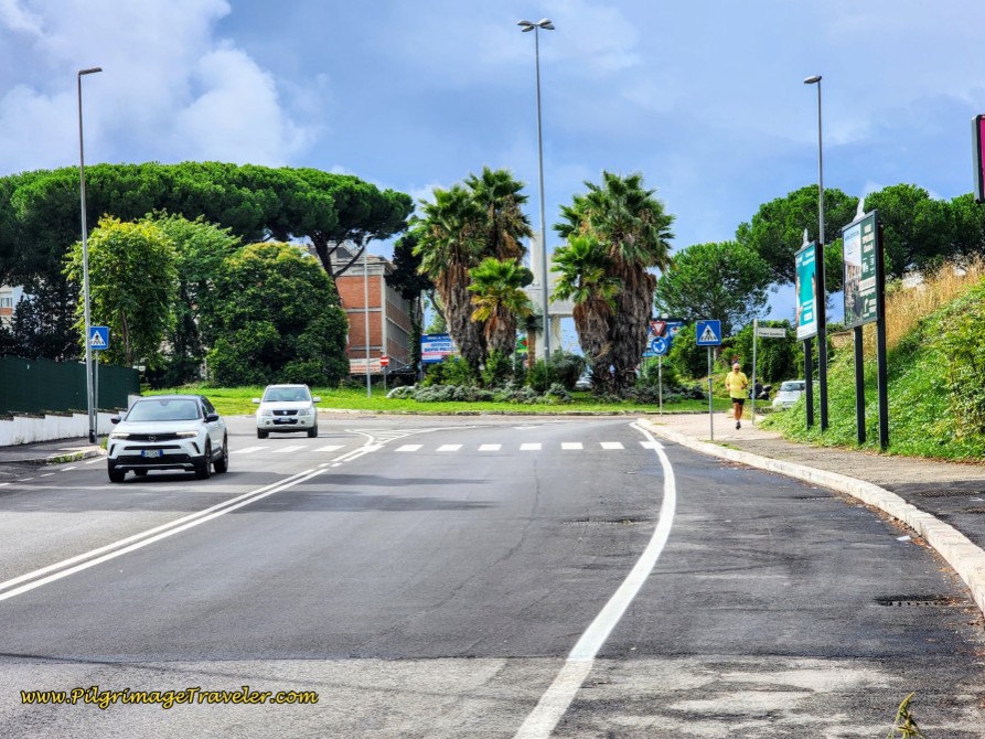 Way of St. Francis: Day Twenty-Two, Monterotondo to Monte Sacro - Roundabout with the Via Franco Simongini