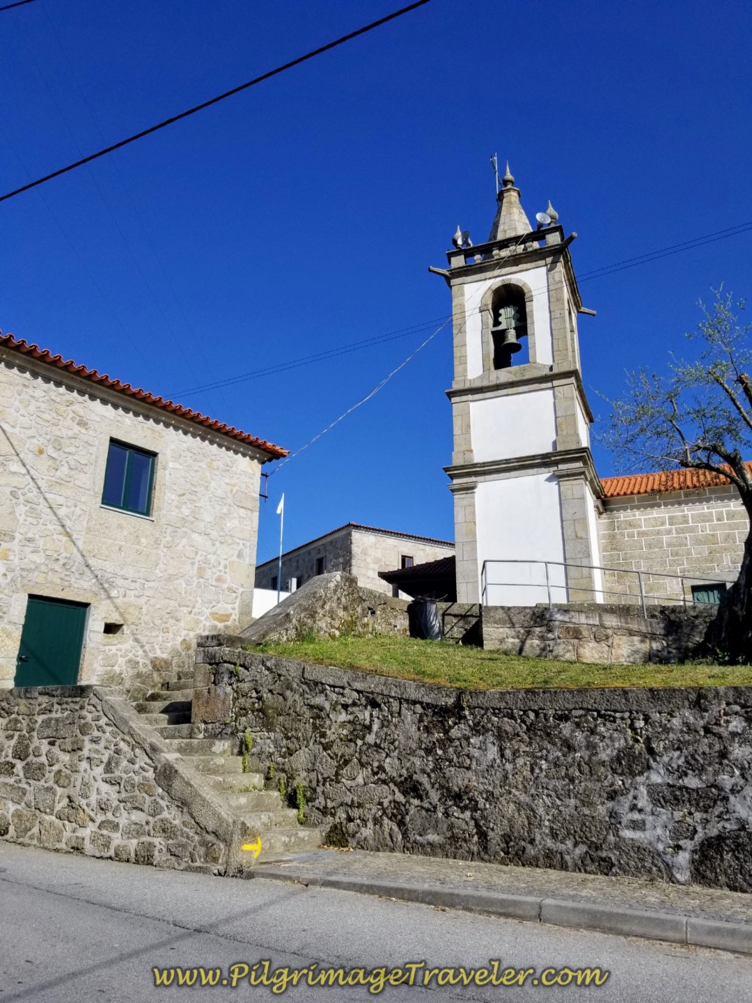 Camino Goes Up the Steps to the Church on day seventeen on the Central Route of the Camino Portugués