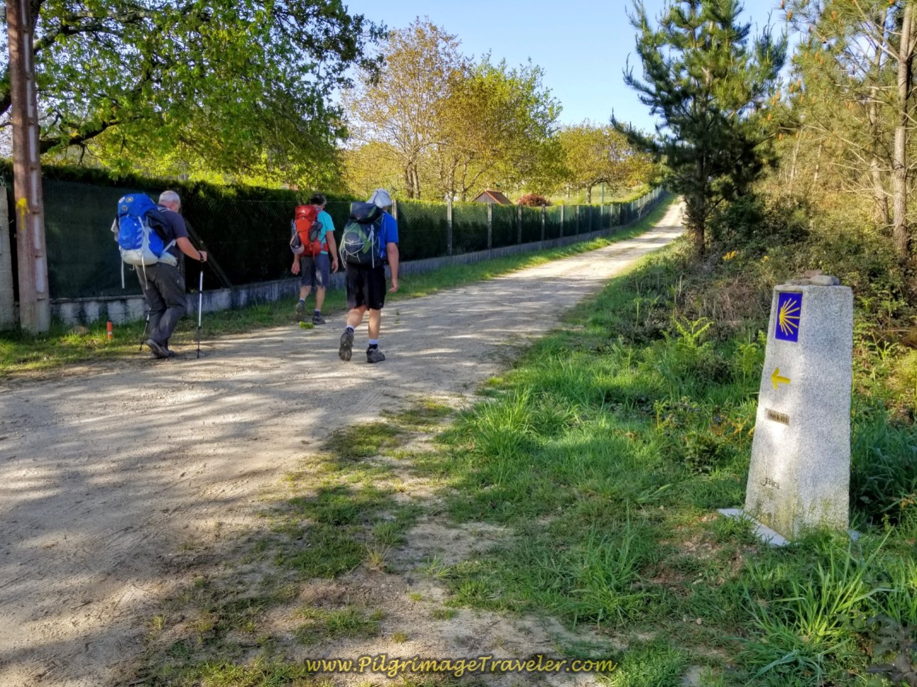 Pass by the 8.9 Kilometer Marker on Dirt Lane on day eight of the Camino Inglés Pass by the 8.9 Kilometer Marker on Dirt Lane on day eight of the Camino Inglés