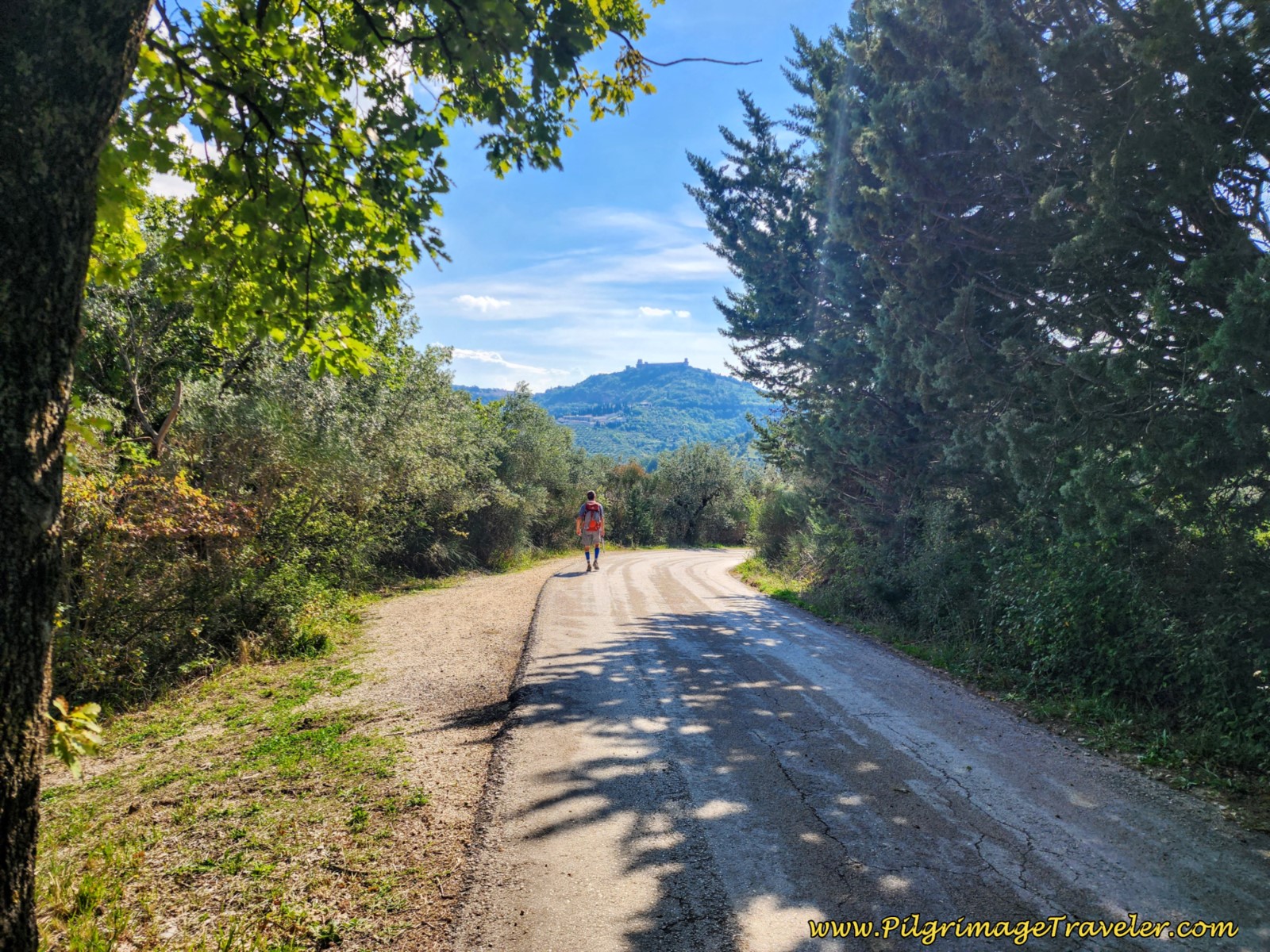 Rich and the Rocca Maggiore Getting Closer, day ten, Way of St. Francis, Valfabbrica to Assisi