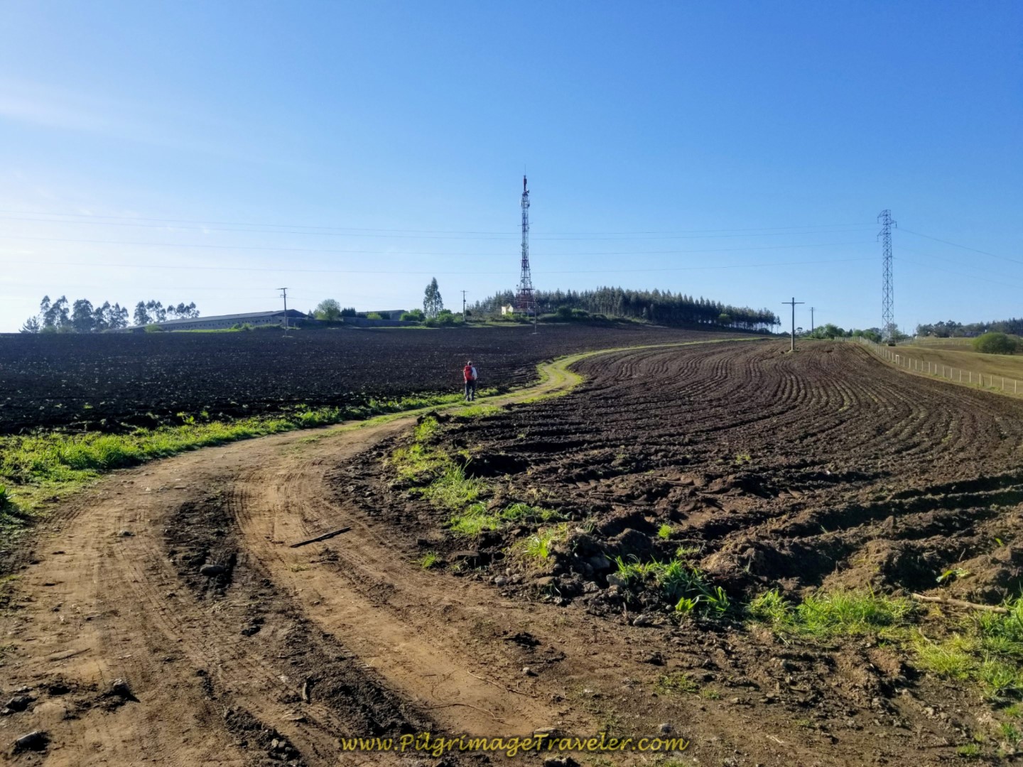 Open, Plowed Fields at the Peito on day two of the La Coruña Arm of the Camino Inglés
