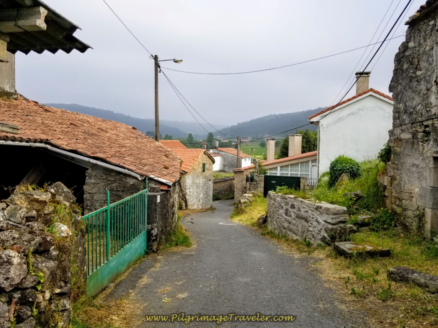 Walking Through the Village of Roxos on day one of the Camino Finisterre