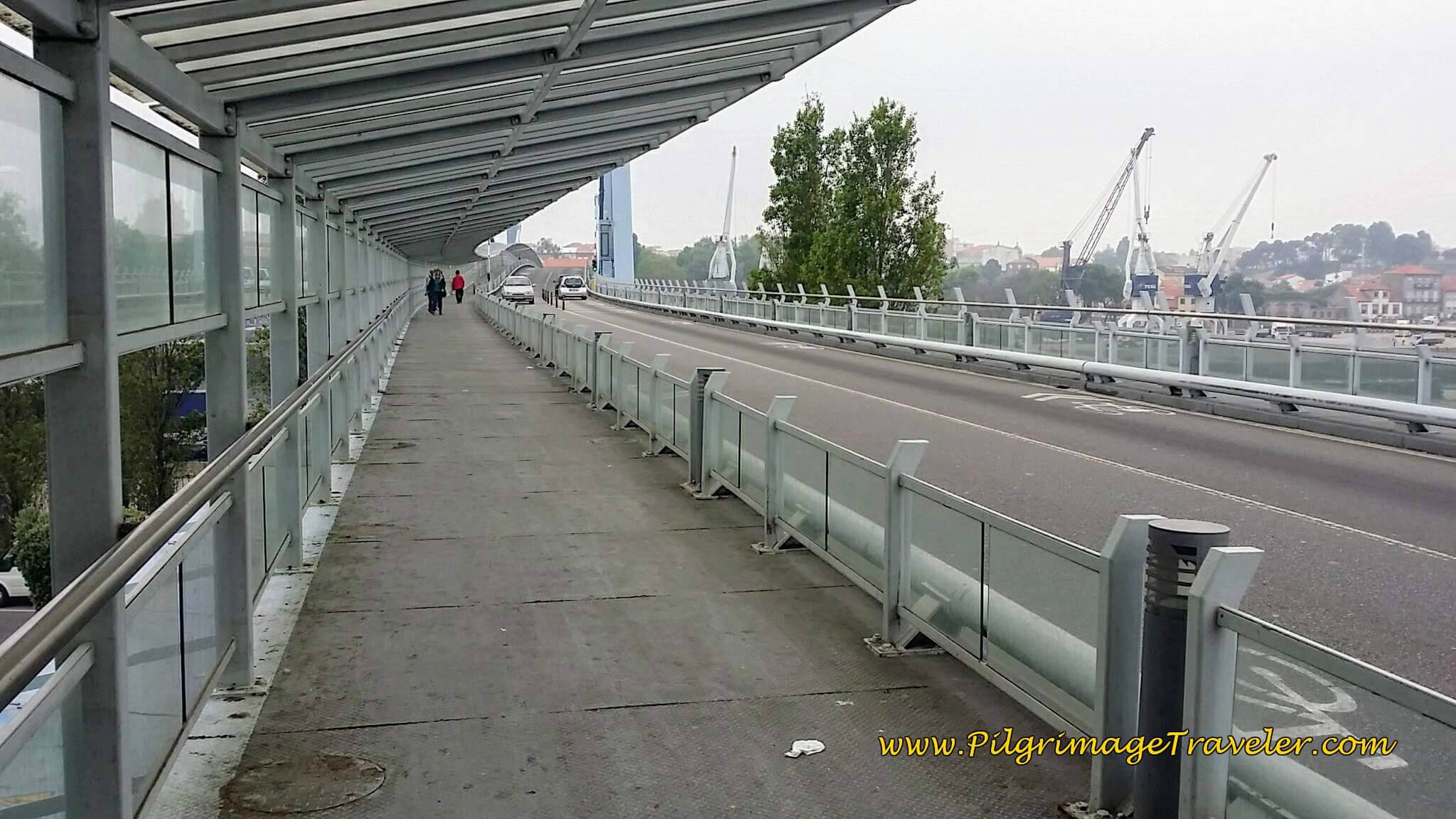Pedestrian Way Across the River Leça on day fifteen of the Portuguese Way on the Senda Litoral