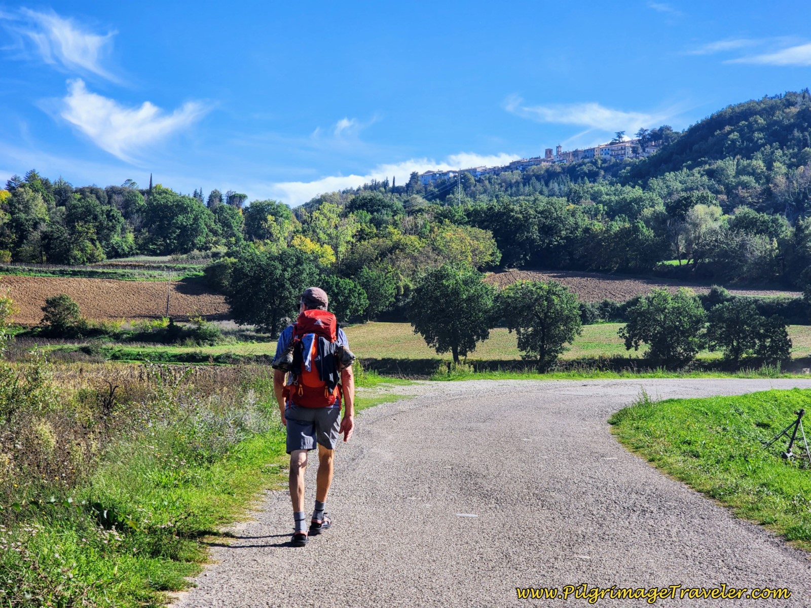 Final Road Walk Towards Citerna on day four of the Way of St. Francis from Sansepolcro to Citerna.
