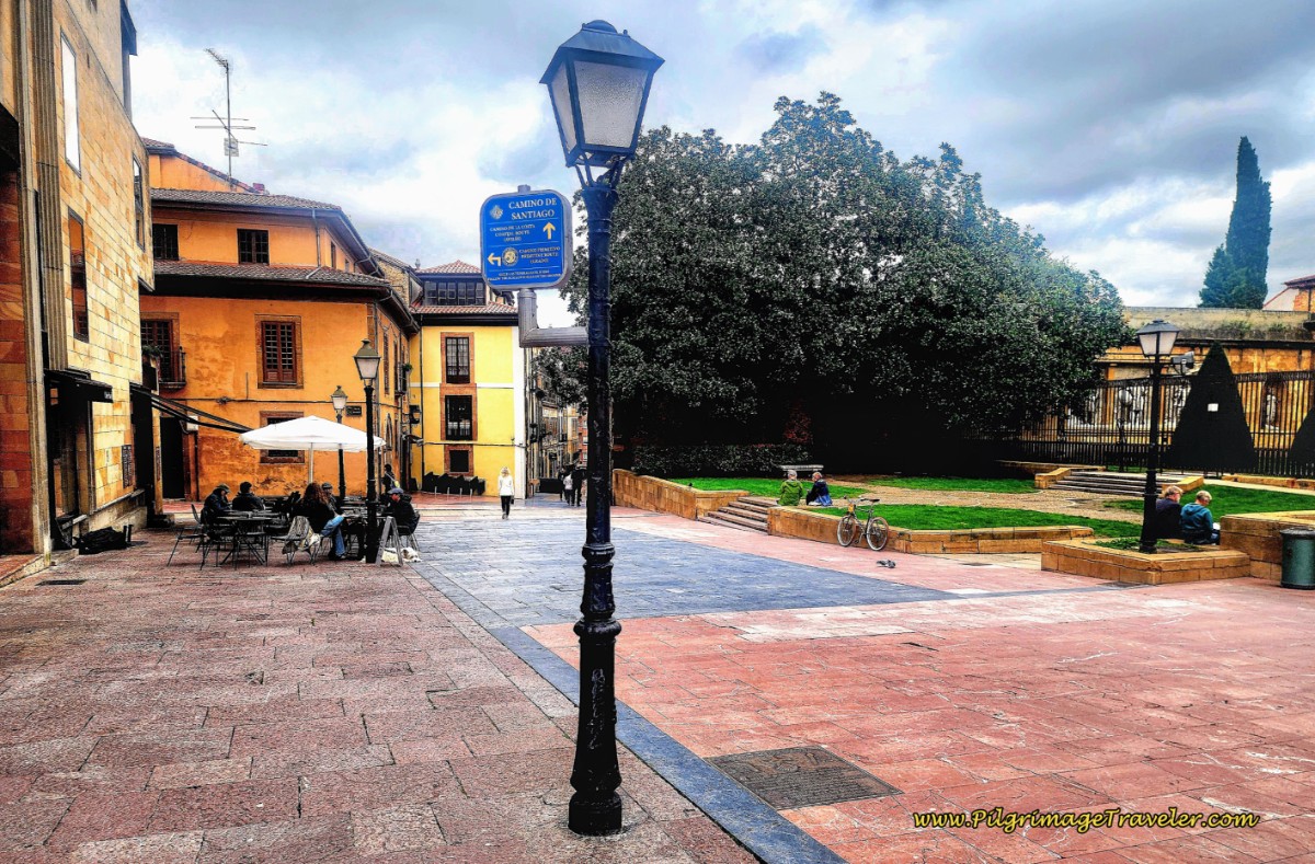 Sign Post Marks the Start of the Original Way or the Camino Primitivo