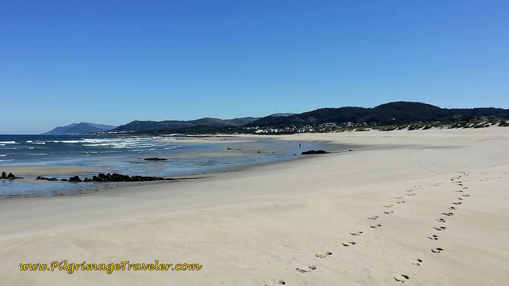 Footprints on the Praia de Arda on day eighteen of the Portuguese Way on the Senda Litoral