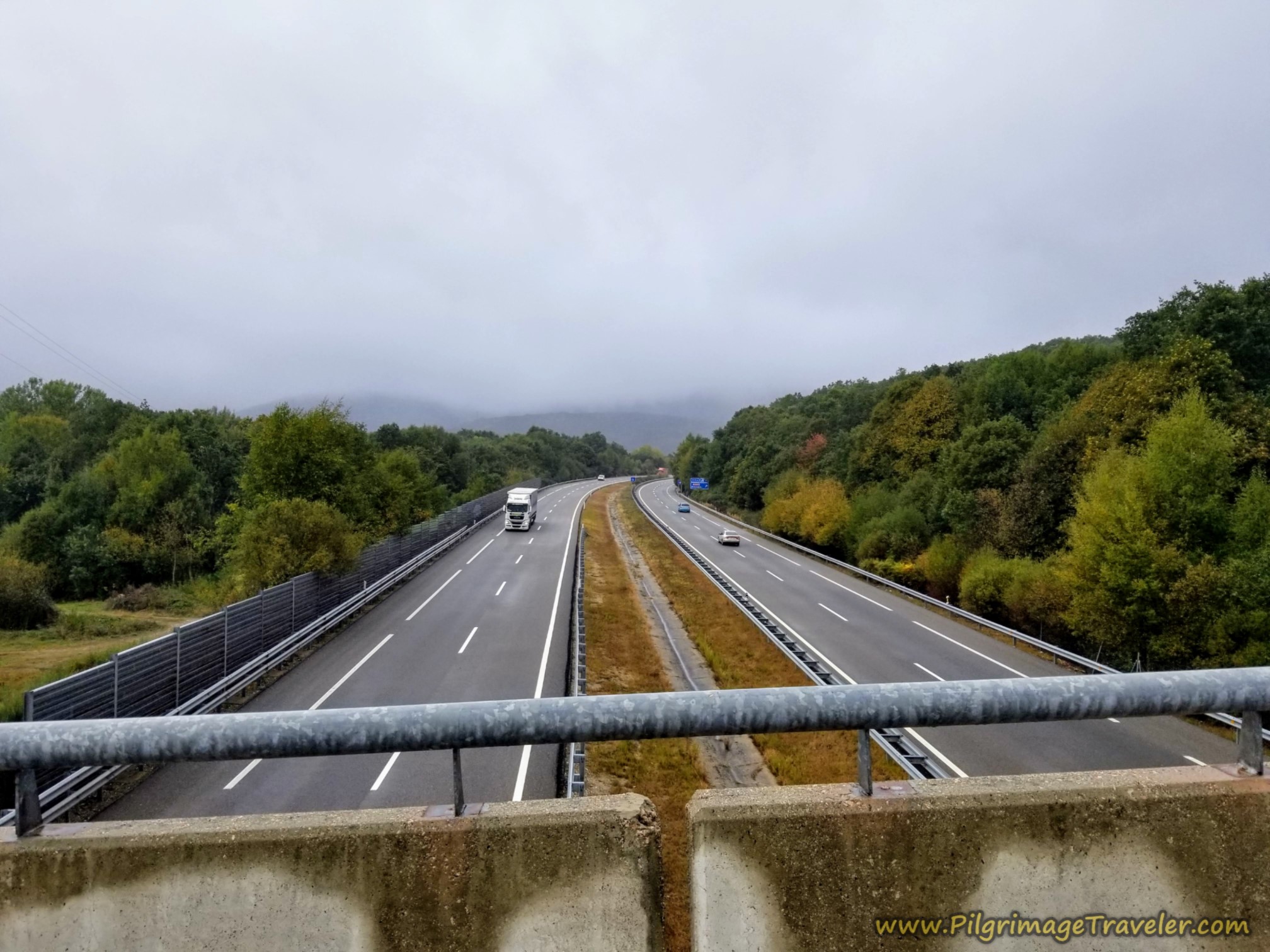 The Camino Crosses the A-52 on the Camino Sanabrés from Puebla de Sanabria to Lubián