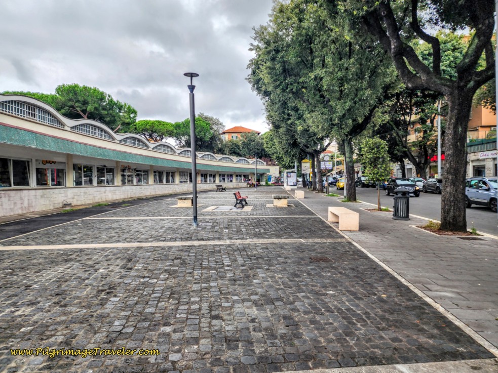 Way of St. Francis: Day Twenty-Two, Monterotondo to Monte Sacro - Pass Distinctive Half-Moon Marketplace, the Mercato Montesacro