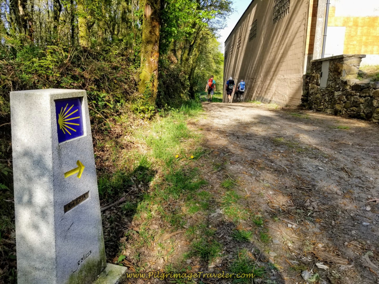 Right Turn at 7.77 Kilometer Marker on day eight of the Camino Inglés Right Turn at 7.77 Kilometer Marker on day eight of the Camino Inglés