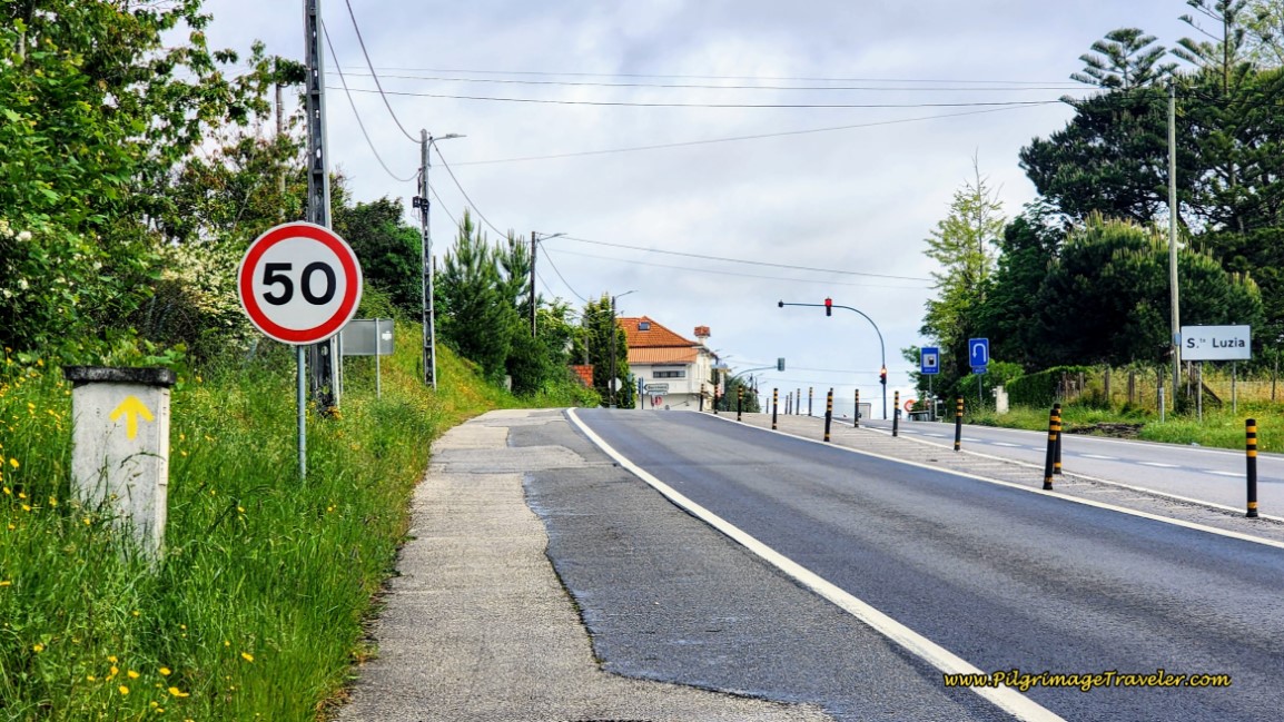 Walking into Santa Luzia on Day Ten of the Camino Portugués