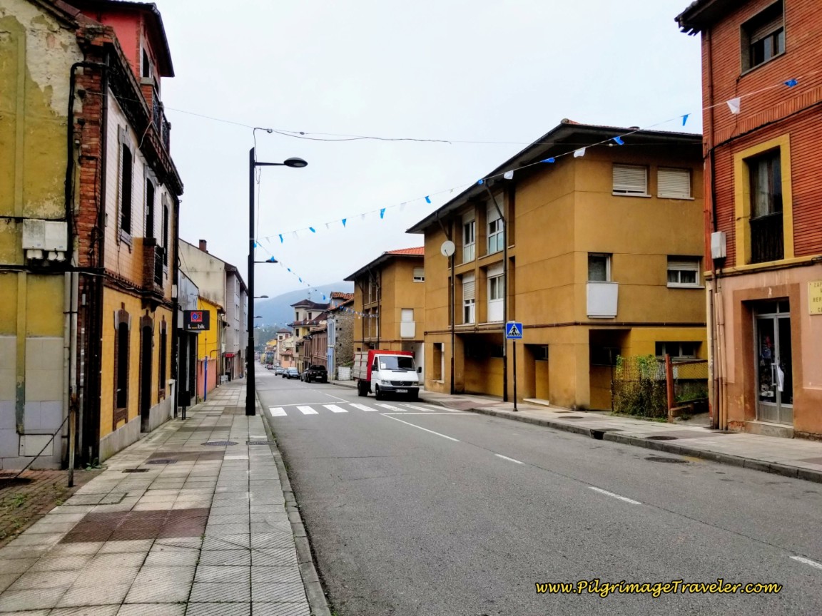 Walking Through Olloniego on day six of the Camino de San Salvador Walking Through Olloniego