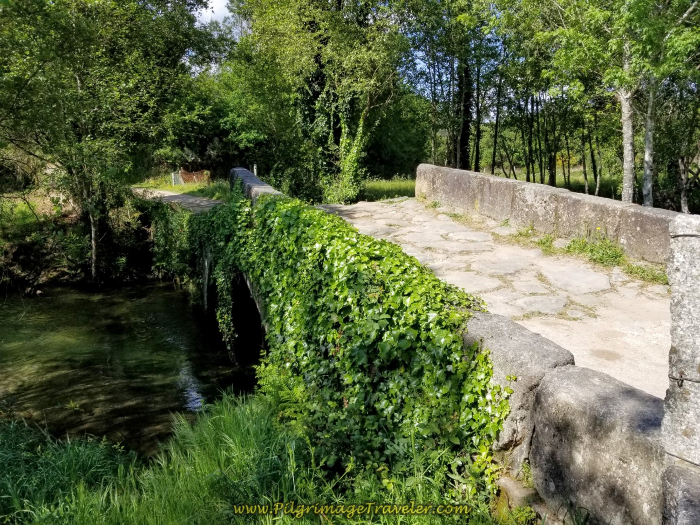 Looking Back at the Roman Bridge, the Ponte Romana da Pedreira on day nineteen on the Central Route of the Portuguese Camino