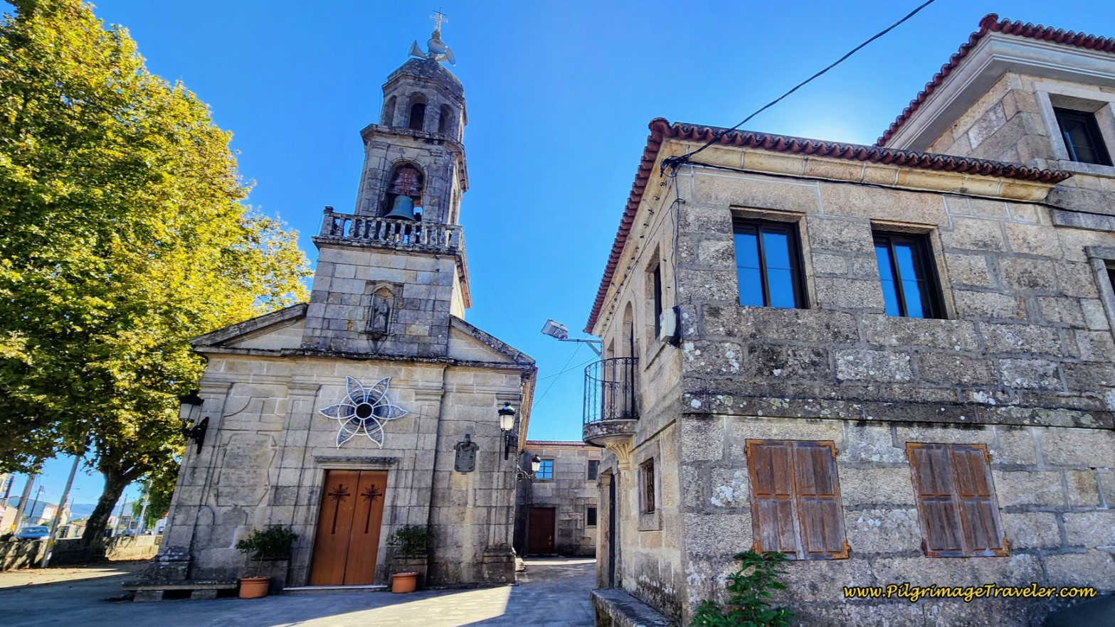 Walk by the Parroquia de San Andrés de Comesaña on day twenty-one of the Camino Portugués Walk by the Parroquia de San Andrés de Comesaña