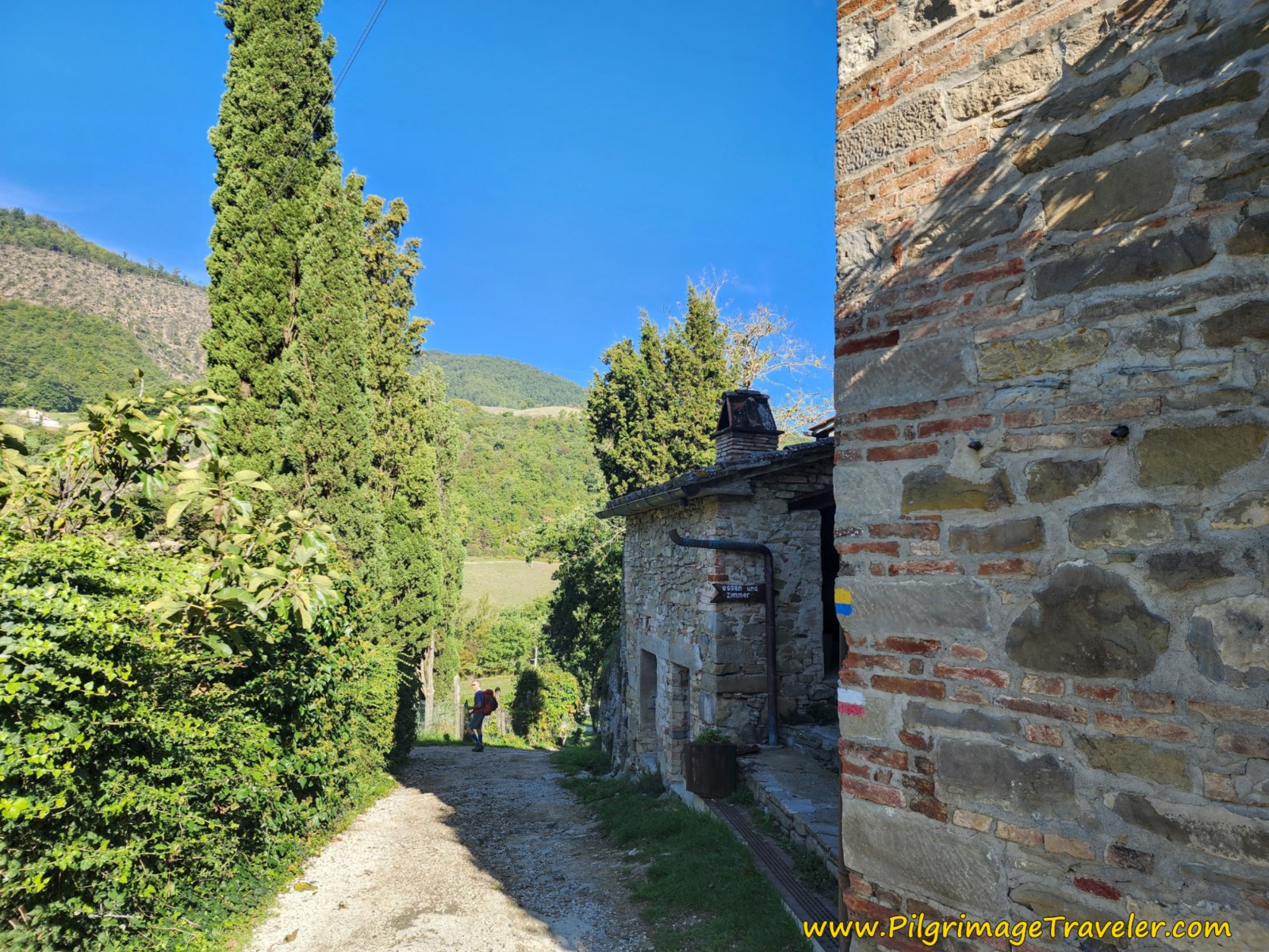 Pass by the B&B San Martino Vald'Afra, Way of St Francis Montagne to Sansepolcro.