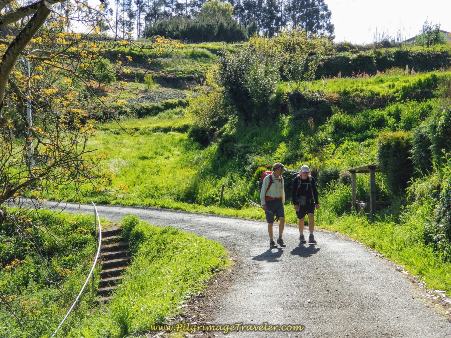 Rich and Rob on the Country Road by Spring in San Paio, Galicia, on day four of the English Way