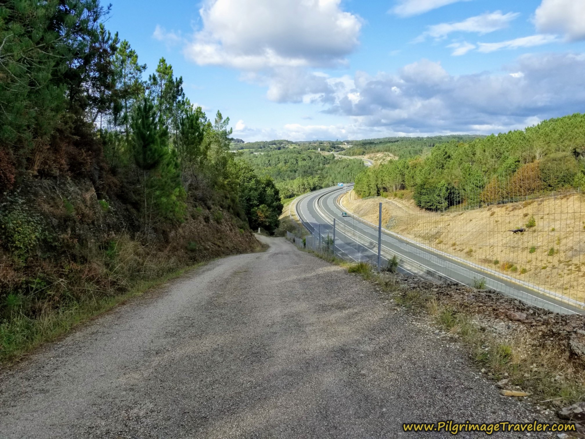 Walk Downhill Parallel to the Autopista, Camino Sanabrés, Cea to Estación de Lalín