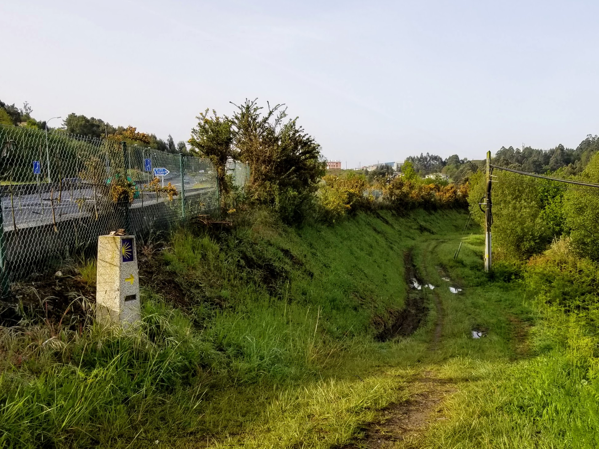 The Top of the Arduous Climb by the E-1  on day two of the Camino Inglés The Top of the Arduous Climb by the AP-9