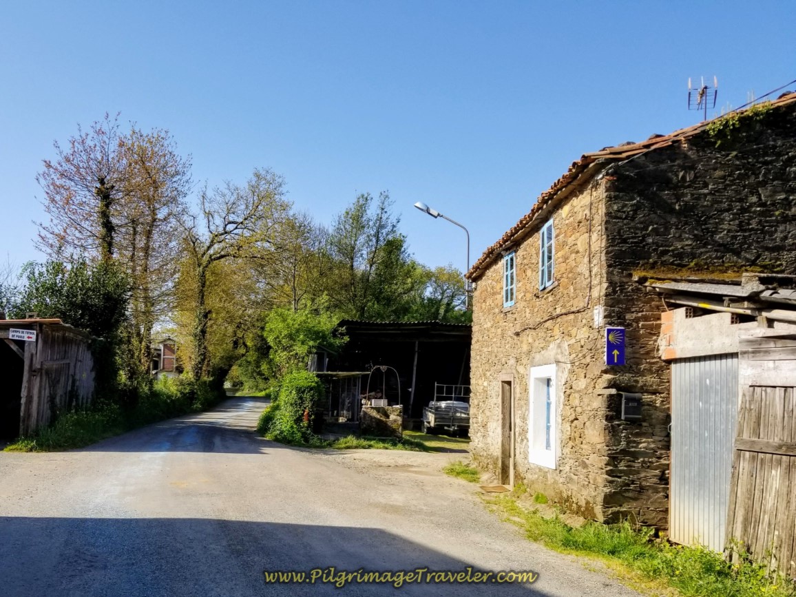 Walking Through Lavandeira de Riba on day seven of the Camino Inglés