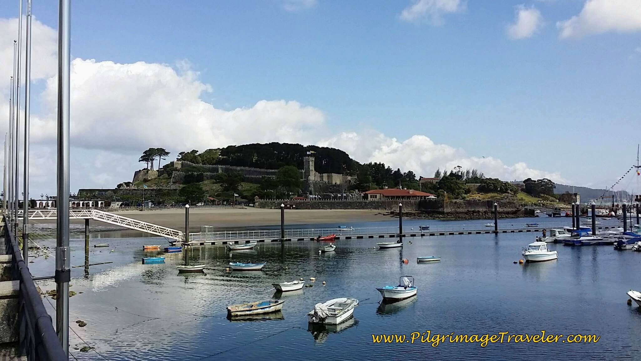 Castelo de Monterreal in Bay of Baiona Camino Portugués Coastal Route and Senda Litoral: Castelo de Monterreal in Bay of Baiona