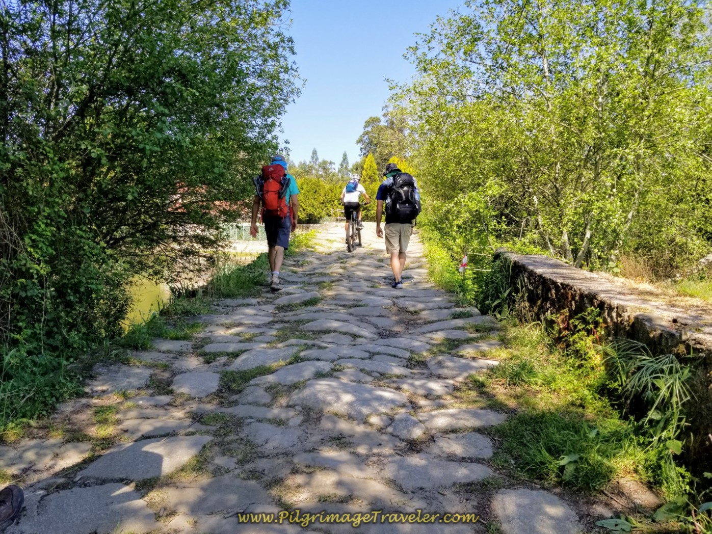 Crossing the Ponte Das Tábuas ~ Roman Bridge near Balugães on day seventeen on the Central Route of the Portuguese Camino