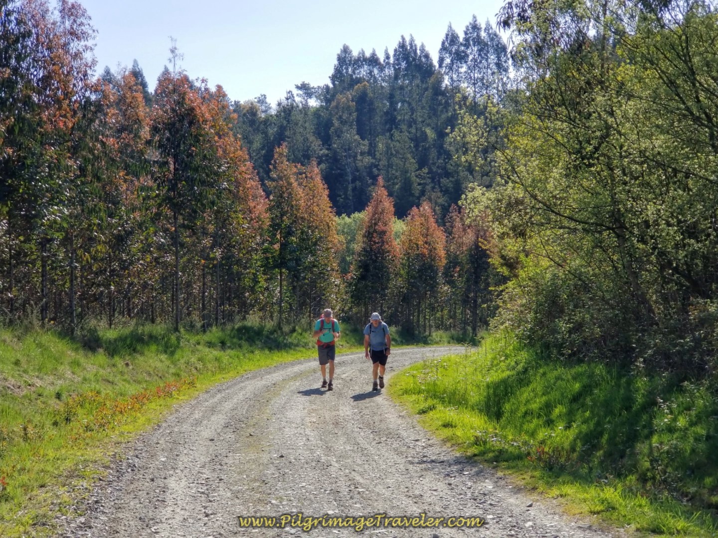 Rich and Rob Climbing the Final Stretch on day six of the Camino Inglés
