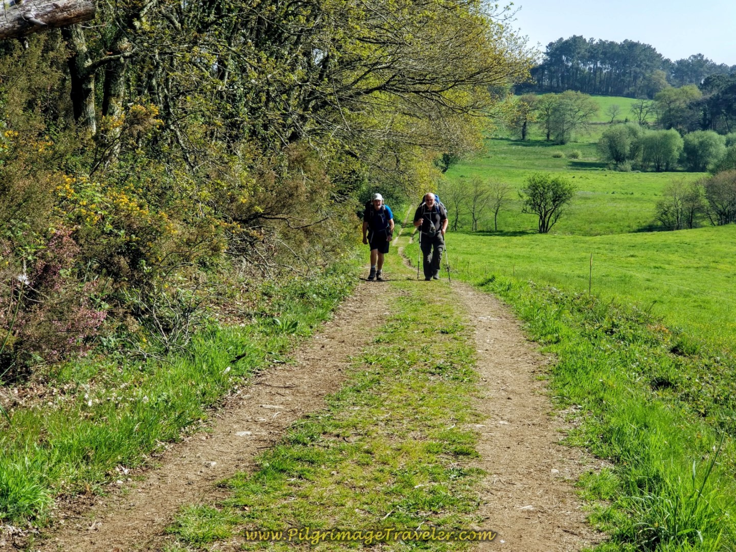 Rob and Steve on Final Hill Climb of Day Eight on the Camino Inglés