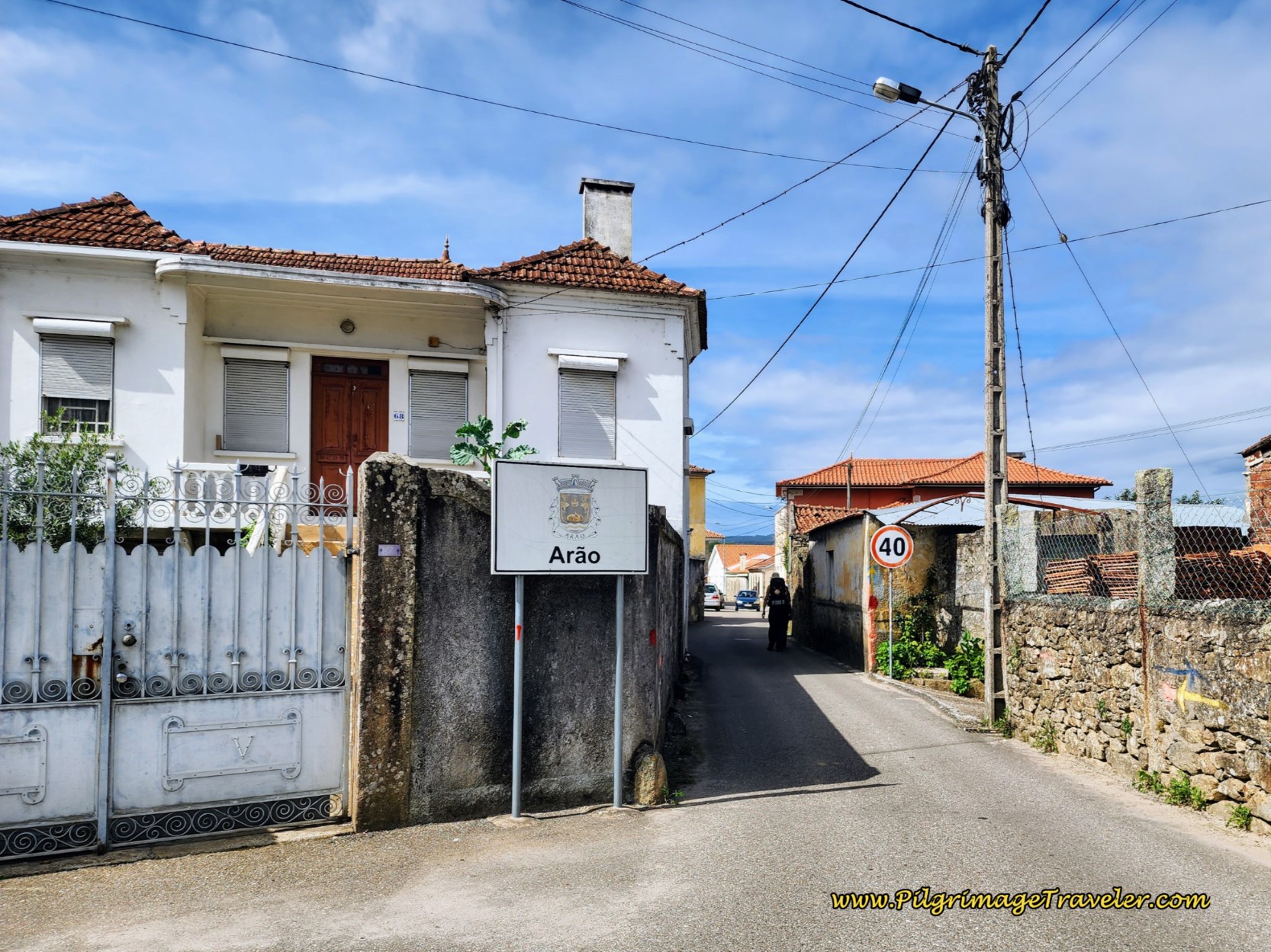 Welcome to Arão Sign on day nineteen on the Central Route of the Portuguese Camino Welcome to Arão Sign