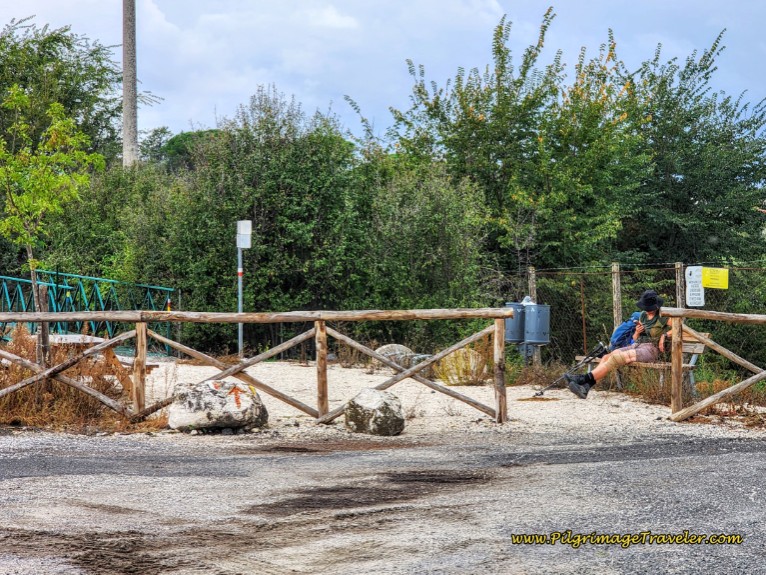 Way of St. Francis: Day Twenty-One, Ponticelli to Monterotondo - Cross a Canal on Green Metal Bridge