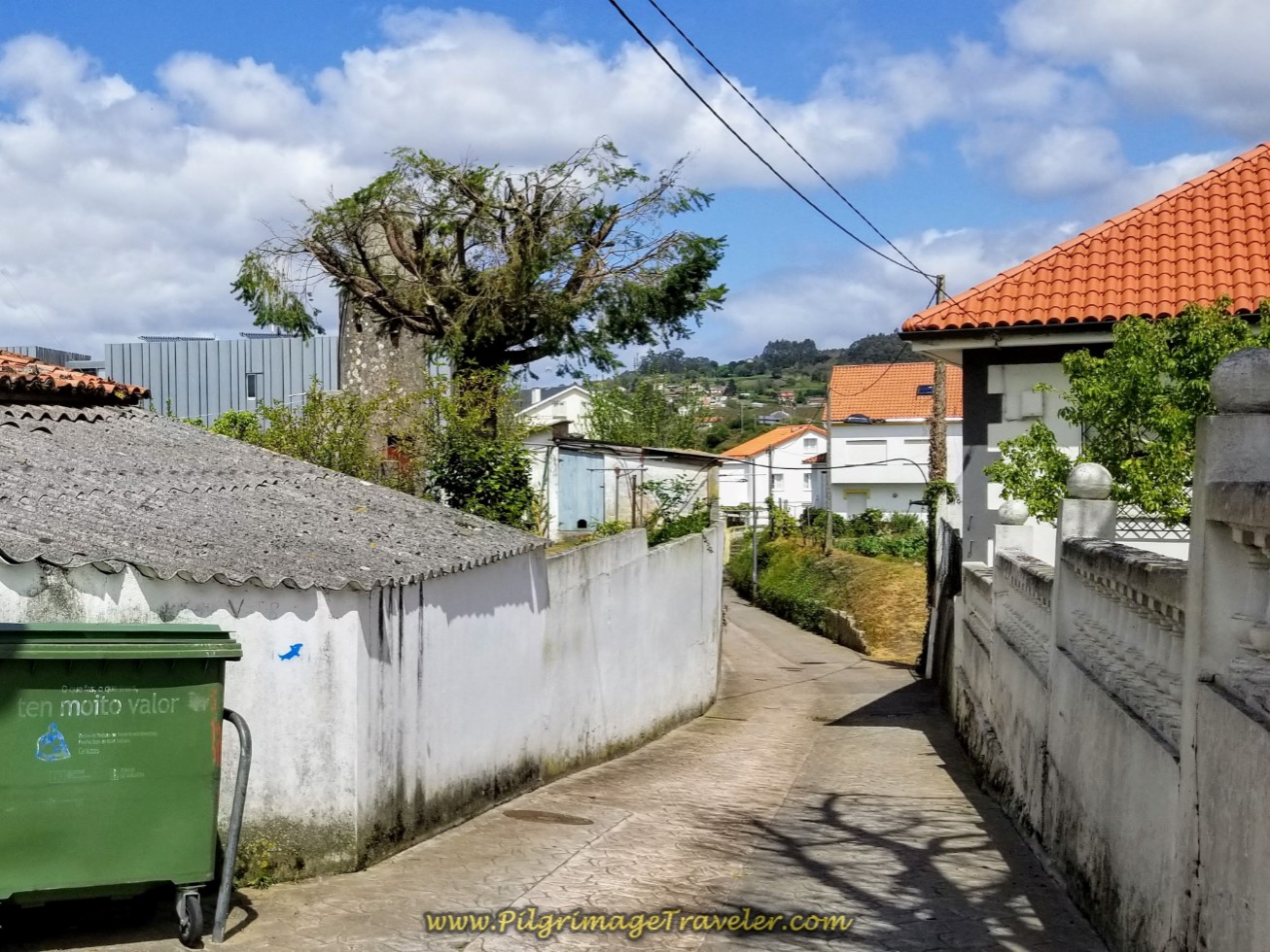 Alley Toward Albergue de Miño on day three of the Camino Inglés
