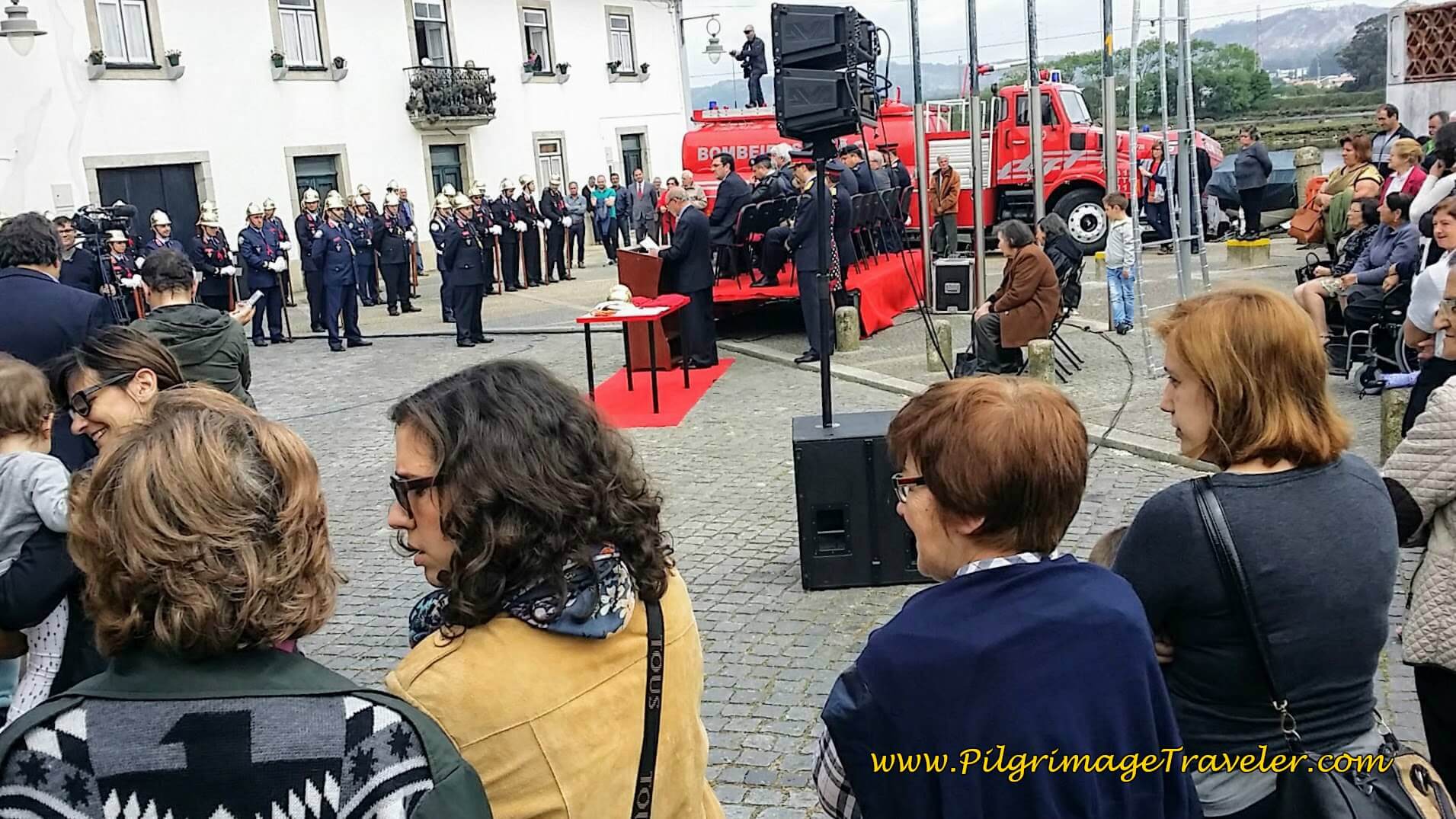 Honor Ceremony at the Fão Volunteer Fire Department on day sixteen of the Portuguese Way on the Coastal Route