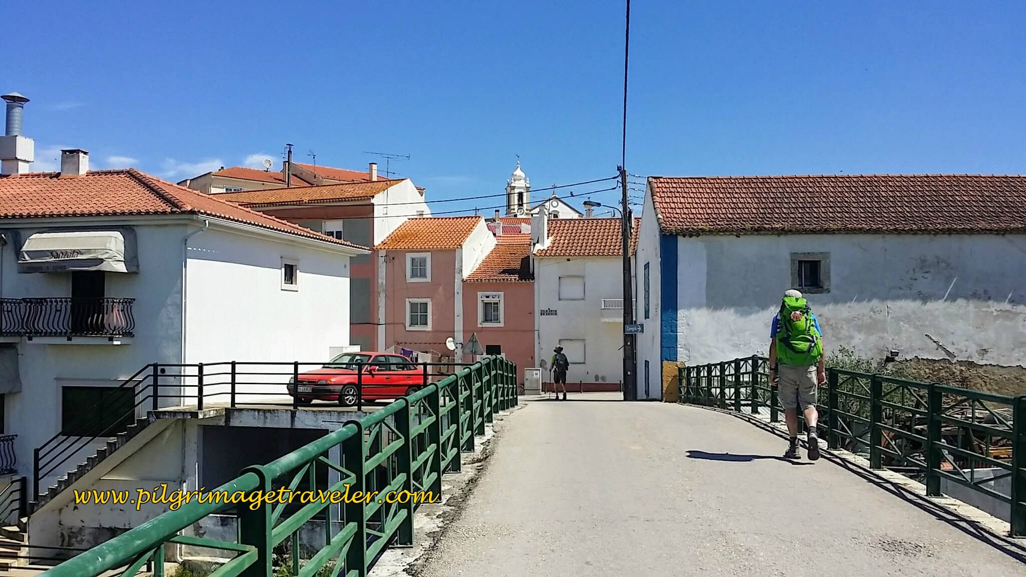 Straggling Over the Bridge Into Town, Vila Nova da Rainha, on the Portuguese Way