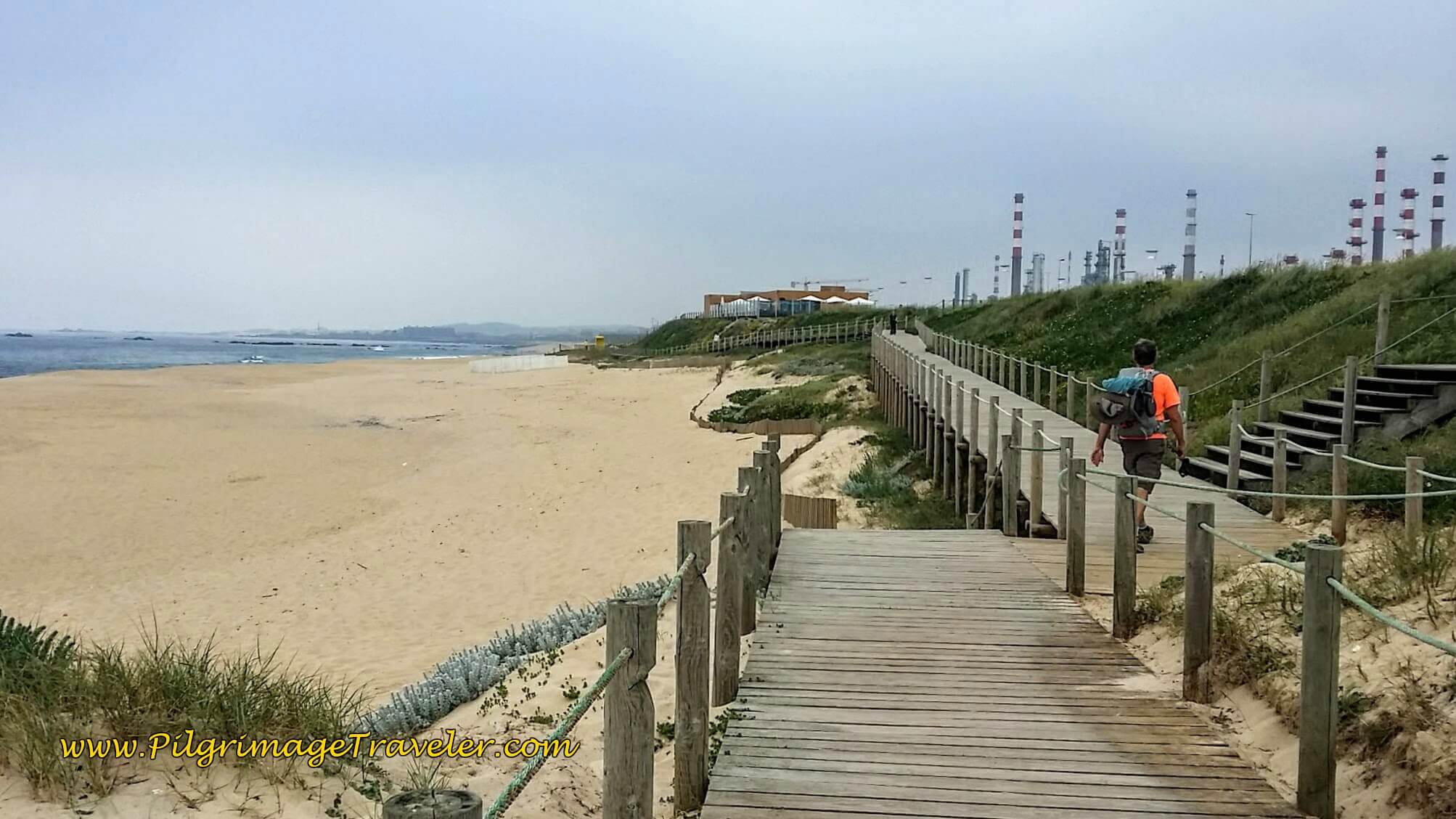 Praia Azul, Next to Oil Refinery on day fifteen of the Portuguese Way on the Senda Litoral