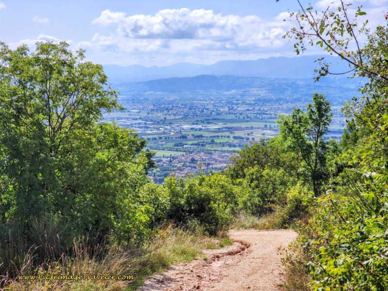 Way of St. Francis: Day Eleven, Assisi to Spello, Ahead is Spello, Coming into Focus, only about Two Kilometers Away