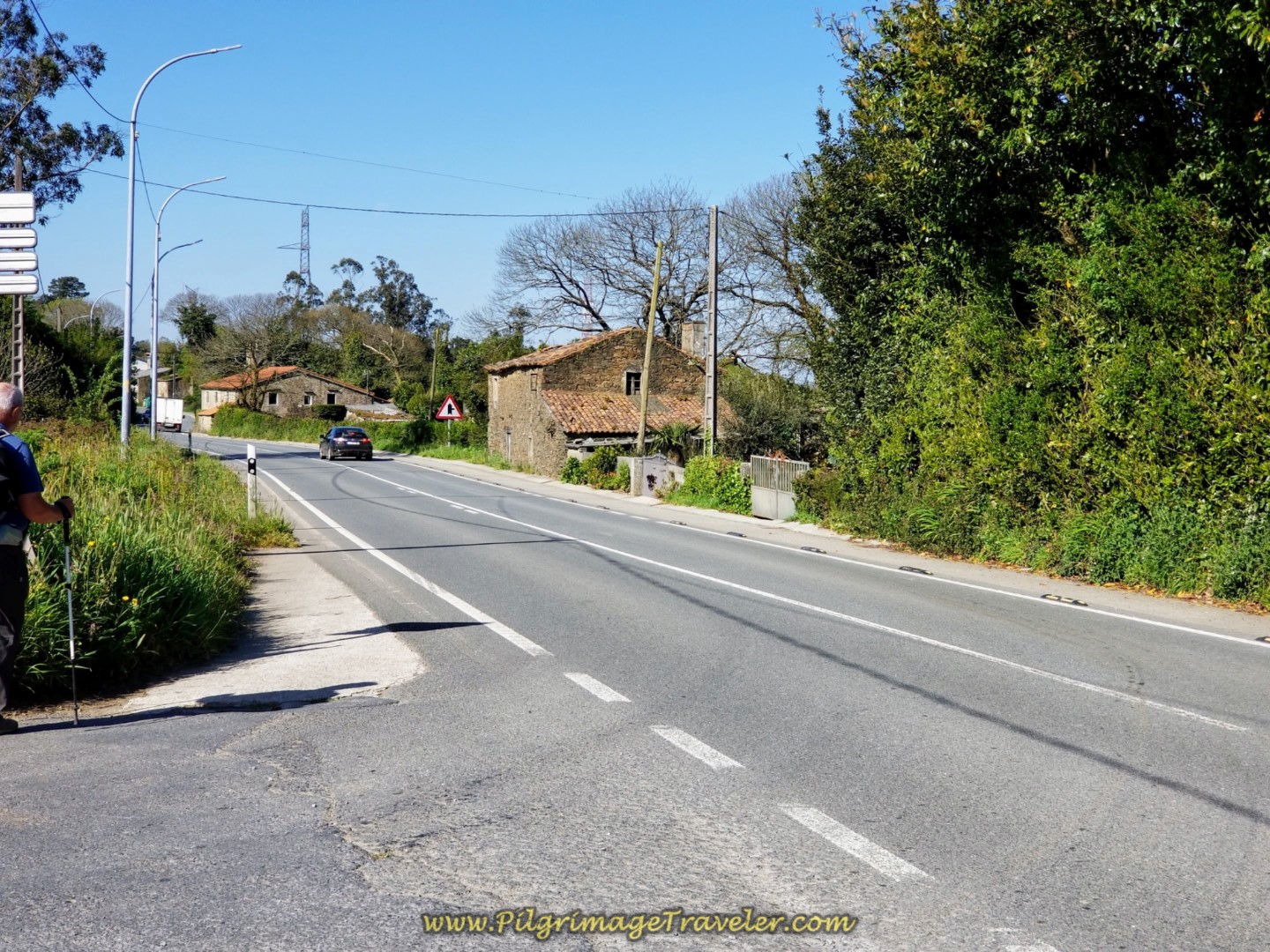 Left Turn Here on AC-542 in As Travesas on day six of the Camino Inglés
