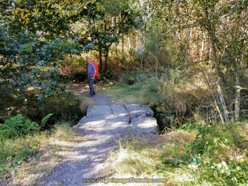 Descend to Stream Along the Path on day three of the Camino Finisterre to Muxía
